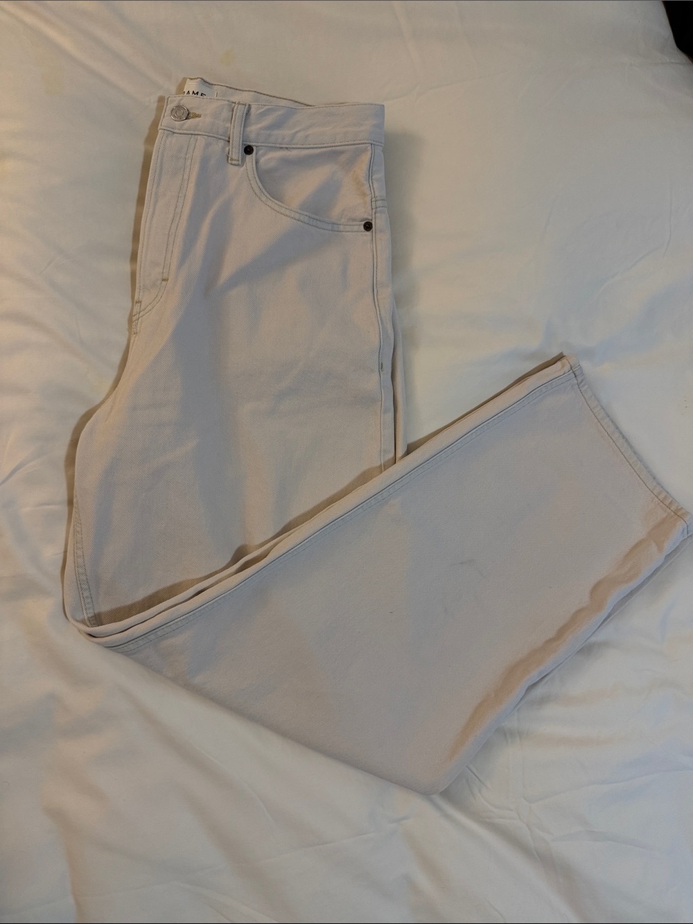 Frame Cream Wide-Leg Jeans